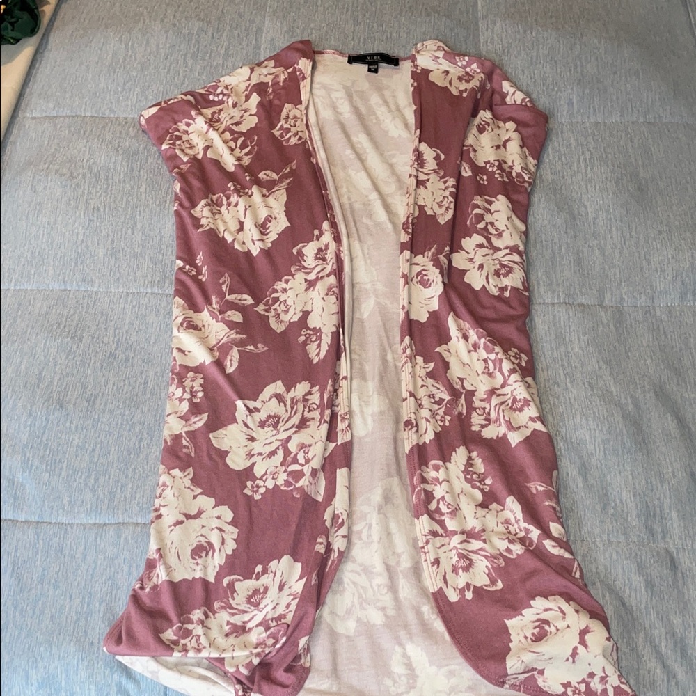 Floral Open-Front Cardigan